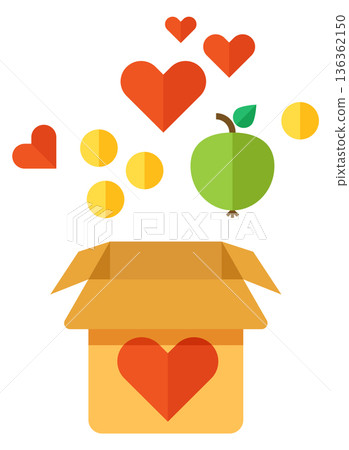 Food donation color icon. Nonprofit emblem. Charity aid Food donation color icon. Nonprofit emblem. Charity aid 136362150