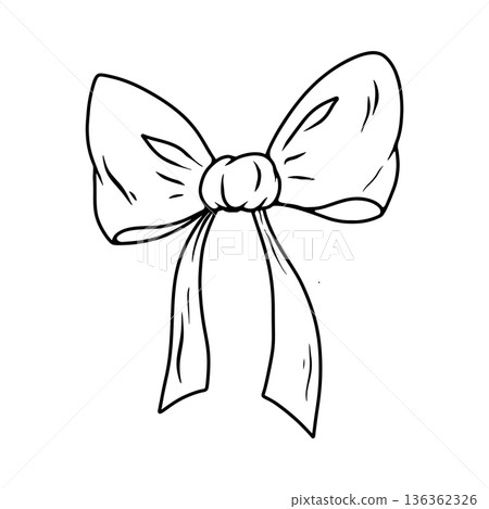 Illustration of bow knot in engraving style. Design element for poster, card, banner, sign. Vector illustration Illustration of bow knot in engraving style. Design element for poster, card, banner, sign. Vector illustration 136362326