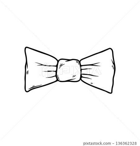 Illustration of bow knot in engraving style. Design element for poster, card, banner, sign. Vector illustration 136362328