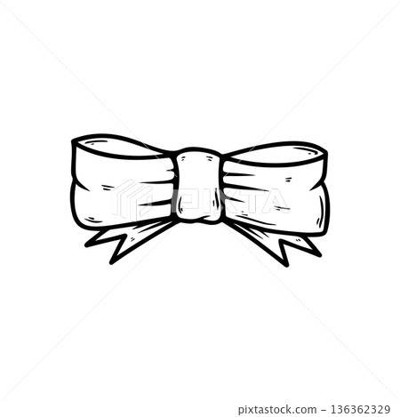 Illustration of bow knot in engraving style. Design element for poster, card, banner, sign. Vector illustration 136362329