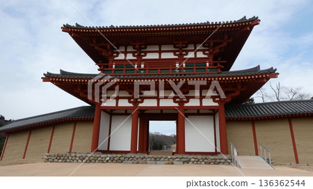 The restored gate of Taga Castle The restored gate of Taga Castle 136362544
