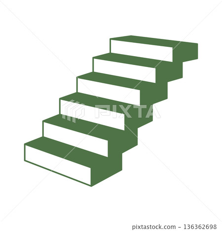 Perspective staircase illustration. Vector icon of upward steps with angle and clean structure. 136362698