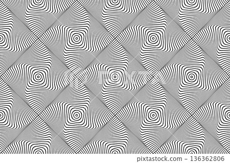 Seamless Geometric Op Art Pattern with 3D Effect. Lines Texture. 136362806