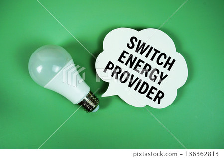 Switch Energy Provider with light bulb on green background 136362813