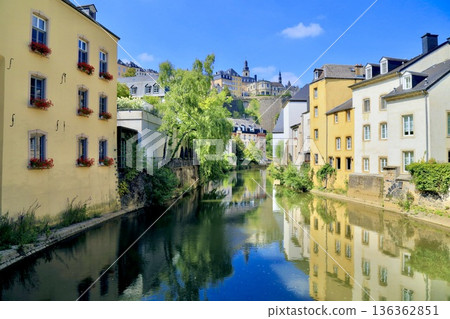 Luxembourg in early summer: A European cityscape woven together by the river and the city 136362851