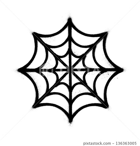 A drawing of a part of a spider web with black spray paint on a white background A drawing of a part of a spider web with black spray paint on a white background 136363005