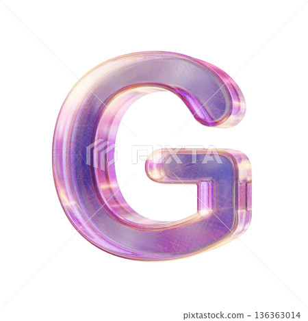 Purple pink iridescent glass font Letter G 3D Purple pink iridescent glass font Letter G 3D 136363014