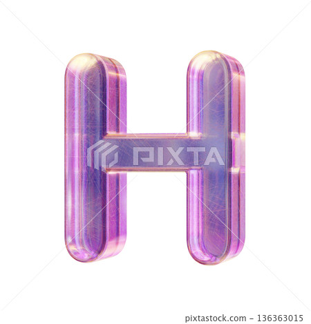 Purple pink iridescent glass font Letter H 3D 136363015