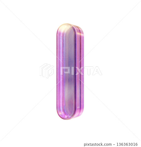 Purple pink iridescent glass font Letter I 3D Purple pink iridescent glass font Letter I 3D 136363016