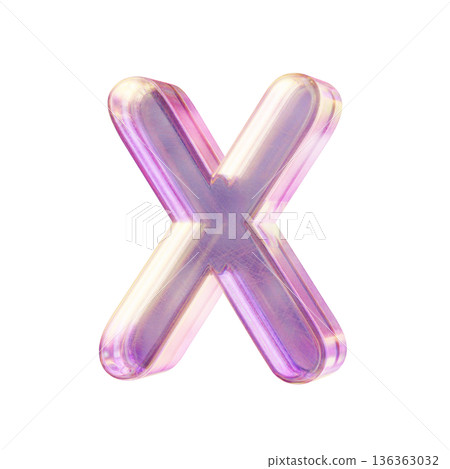 Purple pink iridescent glass font Letter X 3D Purple pink iridescent glass font Letter X 3D 136363032