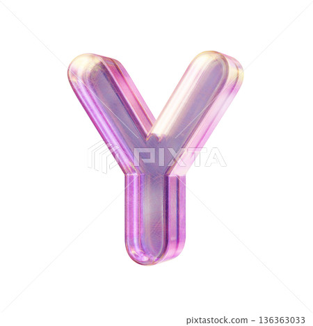 Purple pink iridescent glass font Letter Y 3D Purple pink iridescent glass font Letter Y 3D 136363033