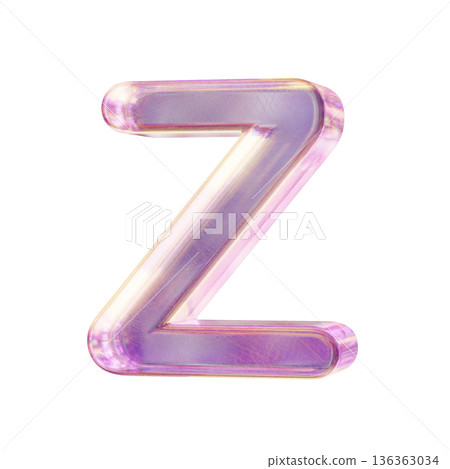 Purple pink iridescent glass font Letter Z 3D 136363034