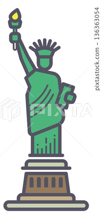 Statue of liberty color icon. Us travel landmark 136363054
