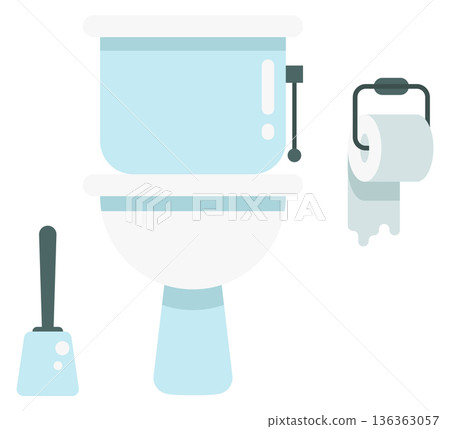 Bathroom toilet furniture cartoon icon. Wc equipment Bathroom toilet furniture cartoon icon. Wc equipment 136363057