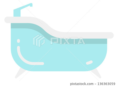 Bathtub cartoon icon. House washing room furniture Bathtub cartoon icon. House washing room furniture 136363059