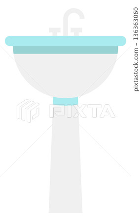 Bathroom sink cartoon icon. Ceramic wash basin Bathroom sink cartoon icon. Ceramic wash basin 136363060