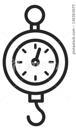Spring balance scales line icon. Weight measure Spring balance scales line icon. Weight measure 136363075