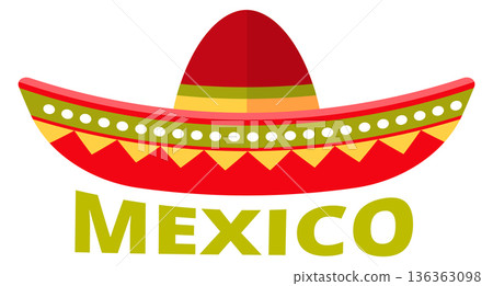 Sombrero logo. Cartoon traditional mexican hat emblem Sombrero logo. Cartoon traditional mexican hat emblem 136363098
