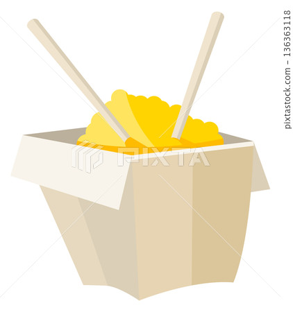 Asian fast food in paper box cartoon icon Asian fast food in paper box cartoon icon 136363118