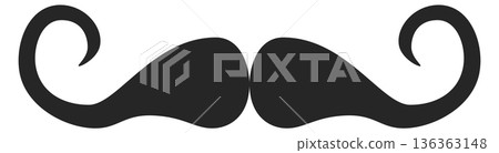 Vintage mustaches shape. Black barber salon logo Vintage mustaches shape. Black barber salon logo 136363148