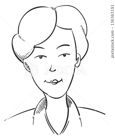Elegant woman sketch. Head portrait doodle drawing Elegant woman sketch. Head portrait doodle drawing 136363191