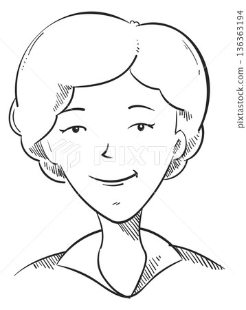 Woman head sketch. Hand drawn adult portrait Woman head sketch. Hand drawn adult portrait 136363194