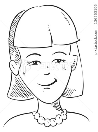 Female portrait sketch. Pretty woman face doodle Female portrait sketch. Pretty woman face doodle 136363196