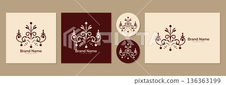 Luxury chandelier logo design set for interior decor brand vector illustration. Luxury chandelier logo design set for interior decor brand vector illustration. 136363199