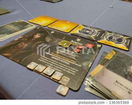 Mozyr, Belarus, April 10 2024: Aeon's End Board Game Player Tablet Layout 136363360