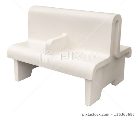 This bench showcases a simple plastic design suitable for outdoor seating areas. It is ideal for parks, gardens, or public spaces to provide a place to sit and relax This bench showcases a simple plastic design suitable for outdoor seating areas. It is ideal for parks, gardens, or public spaces to provide a place to sit and relax 136363695