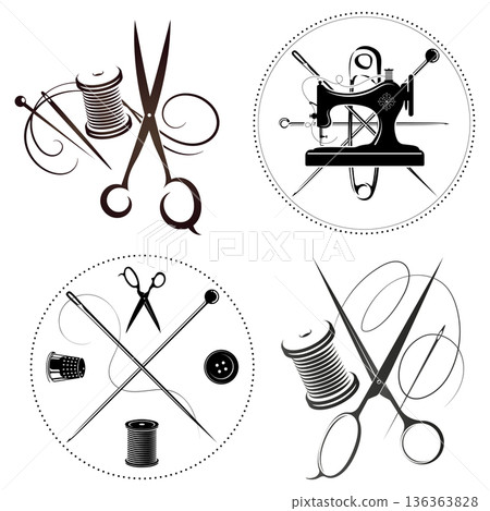 Set of designs for tailor and sewing salon Set of designs for tailor and sewing salon 136363828
