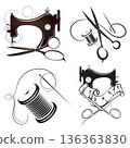 Set of symbol designs for a tailor and sewing salon 136363830