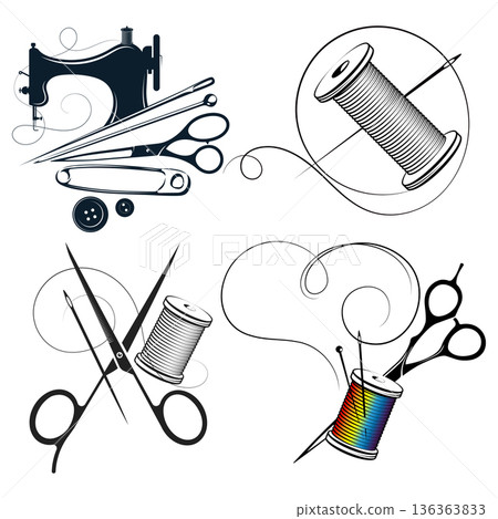 Set of unique designs for a tailor and sewing salon Set of unique designs for a tailor and sewing salon 136363833
