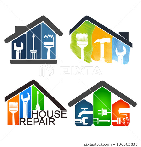 Set of unique symbols for home repair and maintenance 136363835