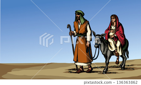 Vector drawing. Mary and Joseph Vector drawing. Mary and Joseph 136363862