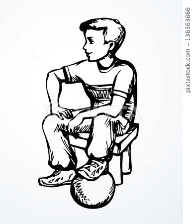 Vector drawing. Boy with ball Vector drawing. Boy with ball 136363866