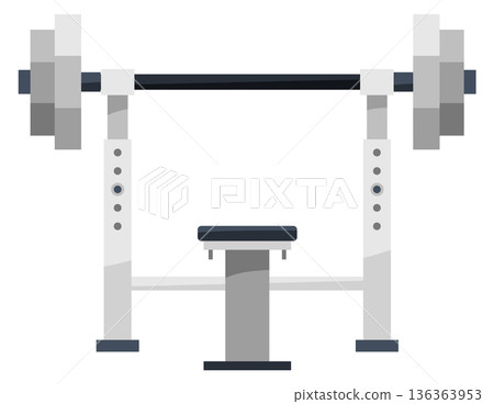 Power lifting bench cartoon icon. Gym training machine Power lifting bench cartoon icon. Gym training machine 136363953