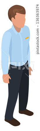 Staff isometric character. Man in formal uniform icon 136363974