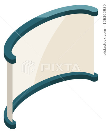 Demonstration display. Isometric empty round screen Demonstration display. Isometric empty round screen 136363989
