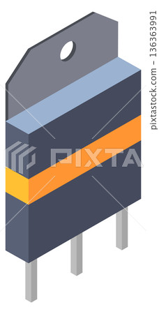 Triode isometric icon. Microcircuit detail cartoon element 136363991