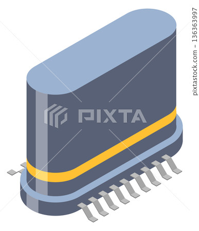 Transistor isometric icon. Hardware electronic cartoon element Transistor isometric icon. Hardware electronic cartoon element 136363997
