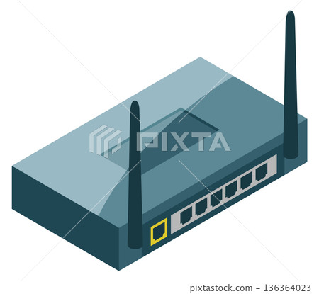 Internet router isometric icon. Web connection device Internet router isometric icon. Web connection device 136364023