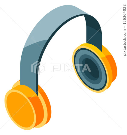 Earphones isometric icon. Headphones audio cartoon device 136364028