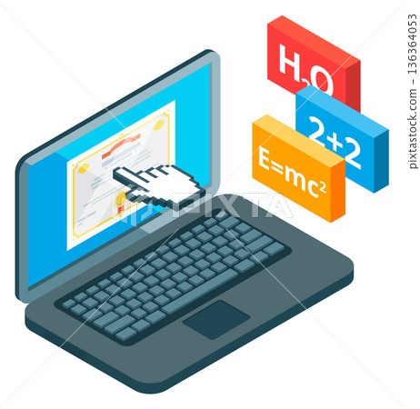 Digital education isometric icon. Web learning symbol 136364053