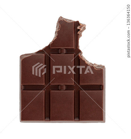 Bitten chocolate bar with visible bite mark and segmented pieces. Concept of temptation, taste, and sweet indulgence. Isolated on transparent background Bitten chocolate bar with visible bite mark and segmented pieces. Concept of temptation, taste, and sweet indulgence. Isolated on transparent background 136364150