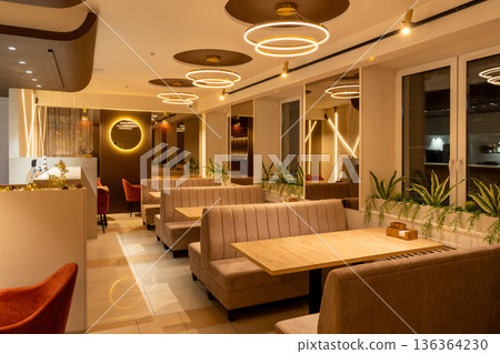 Modern empty restaurant interior 136364230