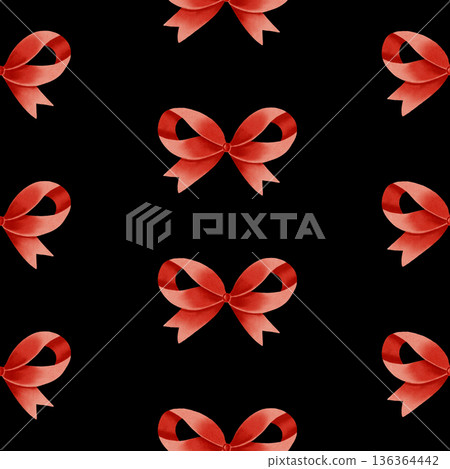Elegant watercolor seamless patterns with hand-painted red ribbons and bows. Ideal for Easter, birthdays, gift wrapping, scrapbooking, and festive textile designs, children's clothing and textiles 136364442