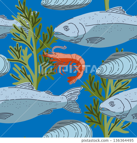 seamless pattern with fish seamless pattern with fish 136364495