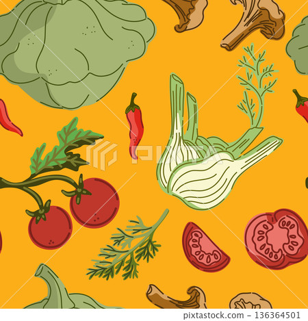 seamless pattern with vegetables 136364501