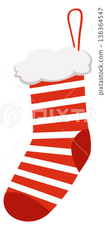 Christmas sock hanging. Holiday sants stockings cartoon icon Christmas sock hanging. Holiday sants stockings cartoon icon 136364547